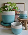 Turquoise Concrete Planter