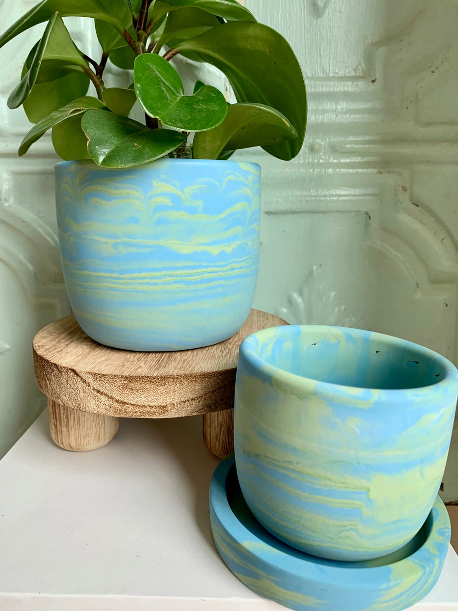 Blue & Green Swirl Planter