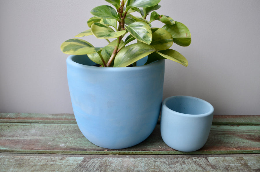 Blue Concrete Planter